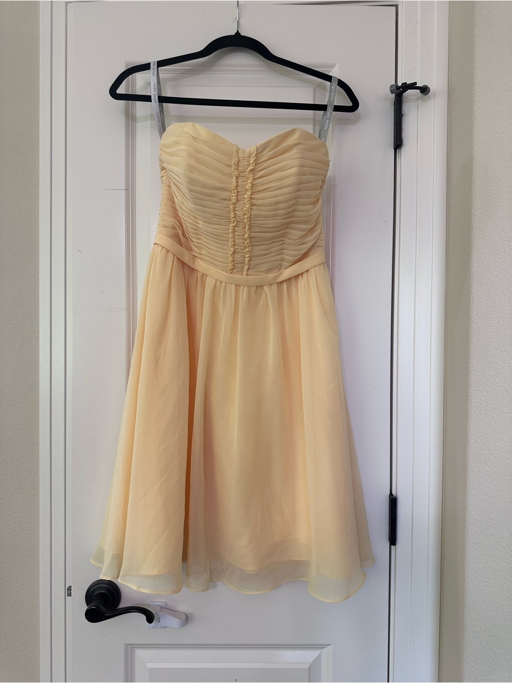 Alfred Angelo Strapless Chiffon Sweetheart Dress in Soft Yellow